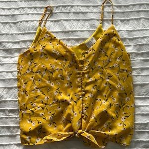 Sienna Sky yellow front tie tank top